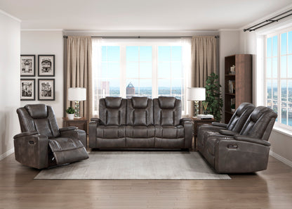 Tabor Dark Brown Power Double Reclining Sofa - 9211BRG-3PWH - Bien Home Furniture &amp; Electronics