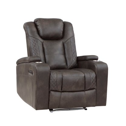 Tabor Dark Brown Power Reclining Chair - 9211BRG-1PWH - Bien Home Furniture &amp; Electronics