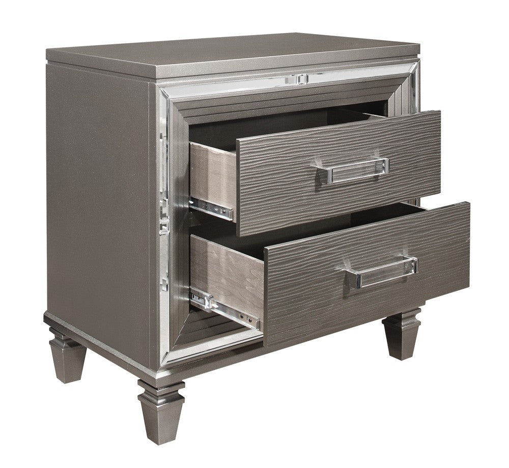 Tamsin Silver/Gray Metallic Nightstand - 1616-4 - Bien Home Furniture &amp; Electronics