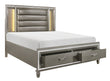 Tamsin Silver/Gray Metallic Queen LED Upholstered Storage Platform Bed - SET | 1616-1 | 1616-2 | 1616-3 - Bien Home Furniture & Electronics