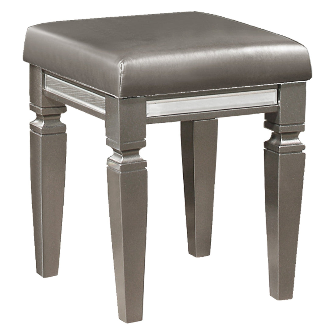 Tamsin Silver/Gray Metallic Vanity Stool - 1616-14 - Bien Home Furniture &amp; Electronics