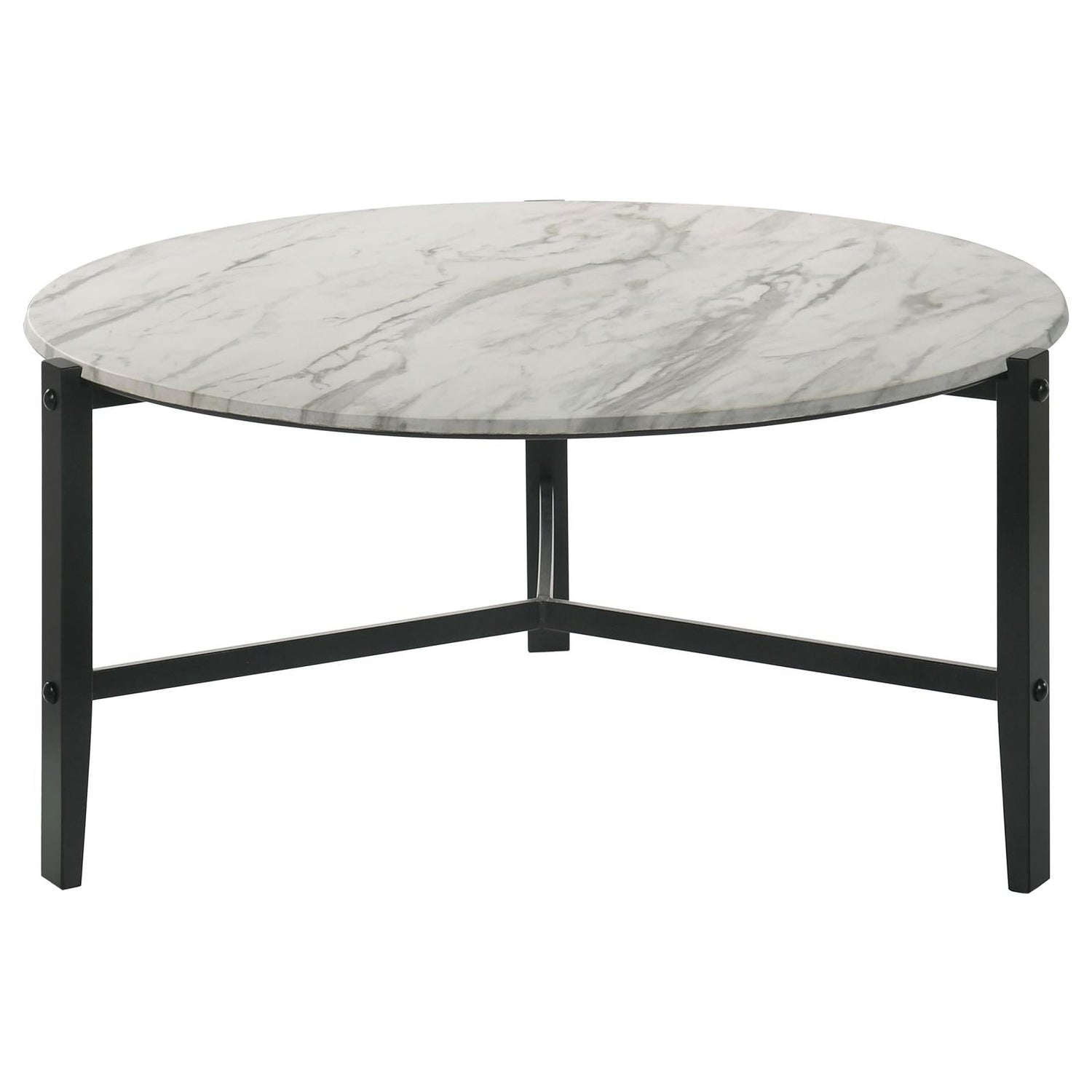 Tandi Faux White Marble/Black Round Coffee Table - 753538 - Bien Home Furniture &amp; Electronics