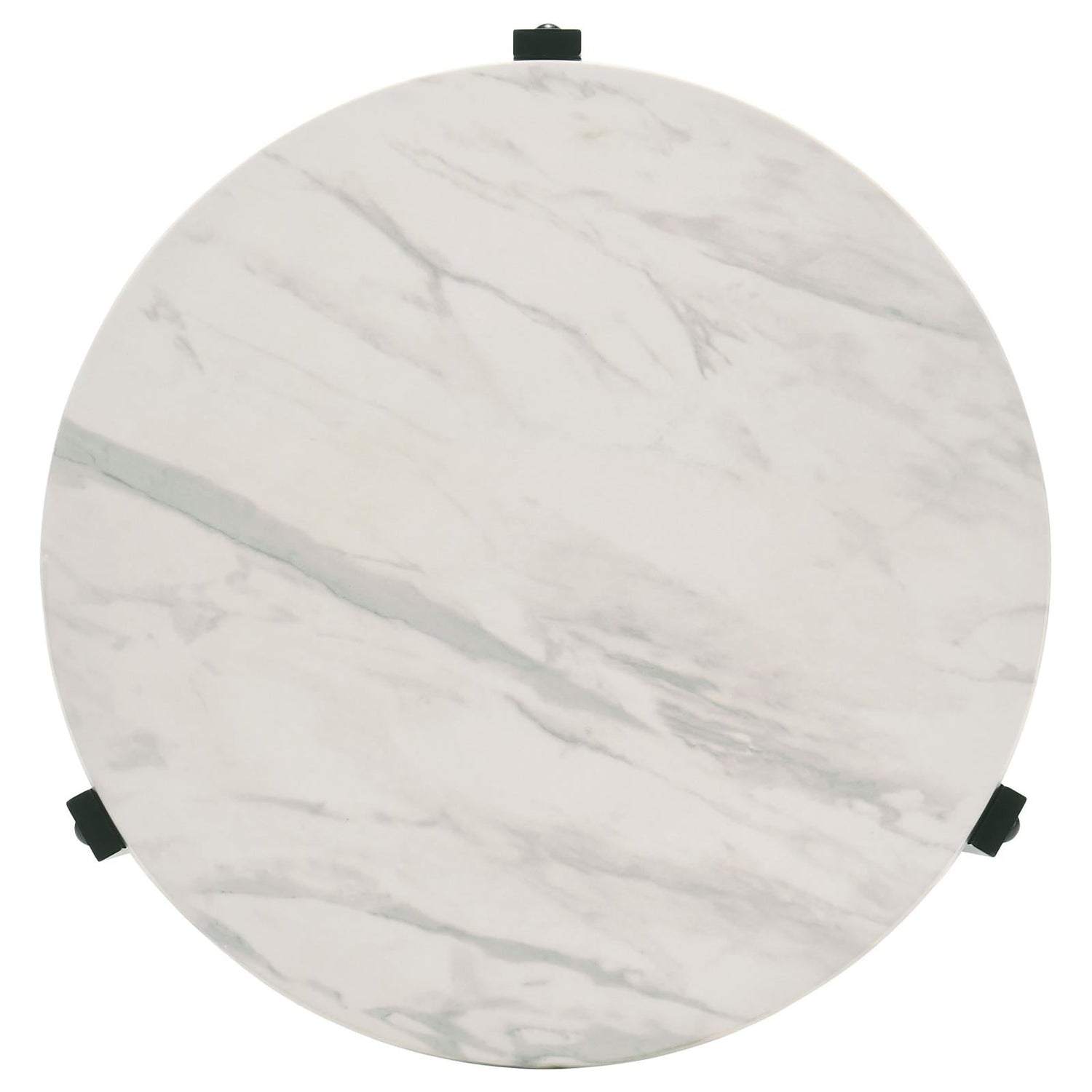 Tandi Round End Table Faux White Marble/Black - 753537 - Bien Home Furniture &amp; Electronics