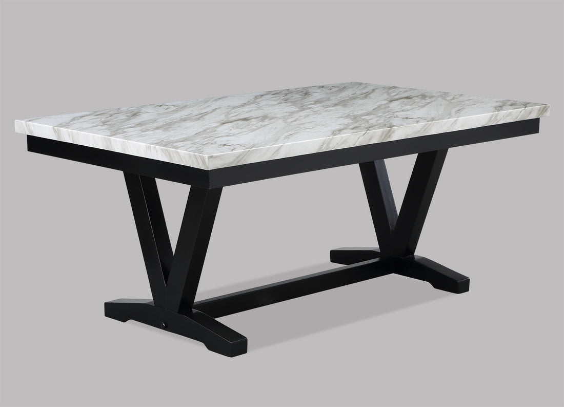 Tanner White/Black Faux Marble Dining Table - 2222T-4272-WH - Bien Home Furniture &amp; Electronics