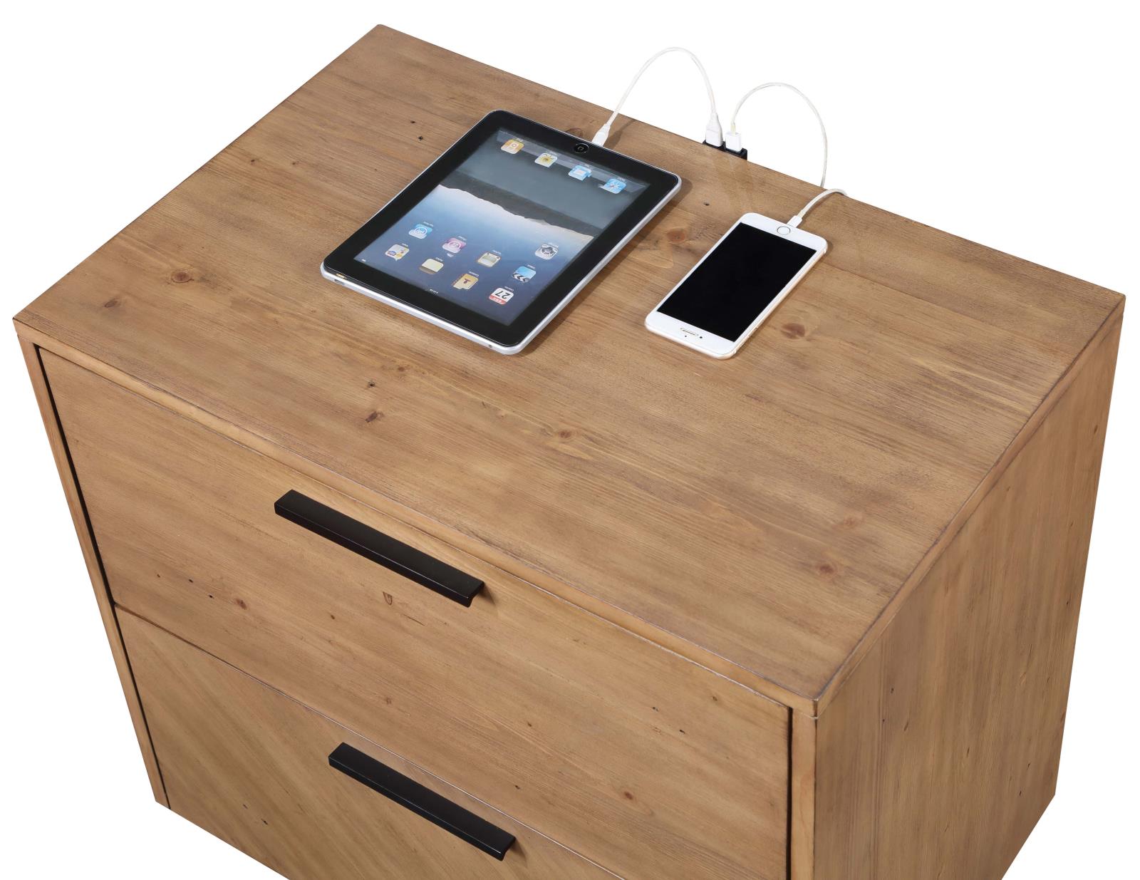 Taylor 2-Drawer Rectangular Nightstand with Dual USB Ports Light Honey Brown - 223422 - Bien Home Furniture &amp; Electronics