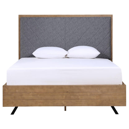 Taylor Upholstered Eastern King Panel Bed Light Honey Brown/Gray - 223421KE - Bien Home Furniture &amp; Electronics