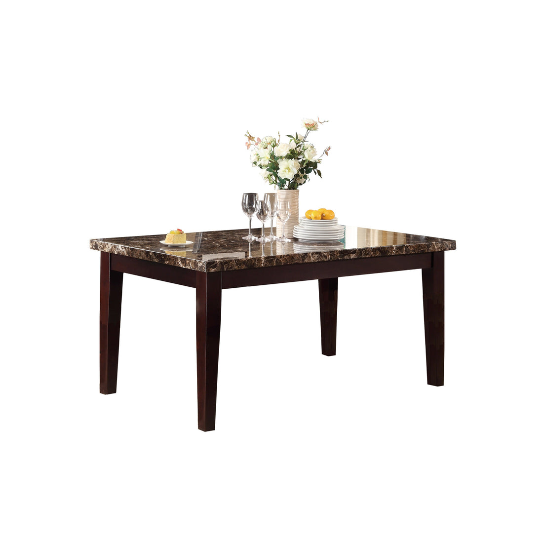 Teague Espresso Faux-Marble Top Dining Set - SET | 2544-64 | 2544S(3) - Bien Home Furniture &amp; Electronics
