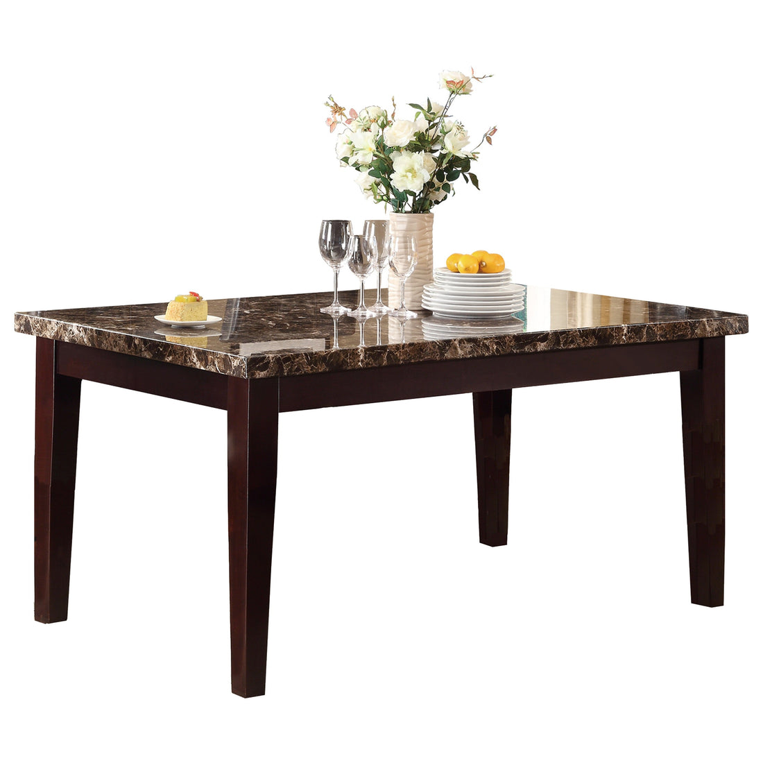 Teague Espresso Faux-Marble Top Dining Table - 2544-64 - Bien Home Furniture &amp; Electronics