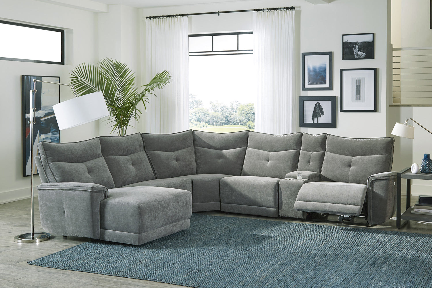 Tesoro Dark Gray Modular LAF Reclining Sectional - 9509DG*65LRR - Bien Home Furniture &amp; Electronics