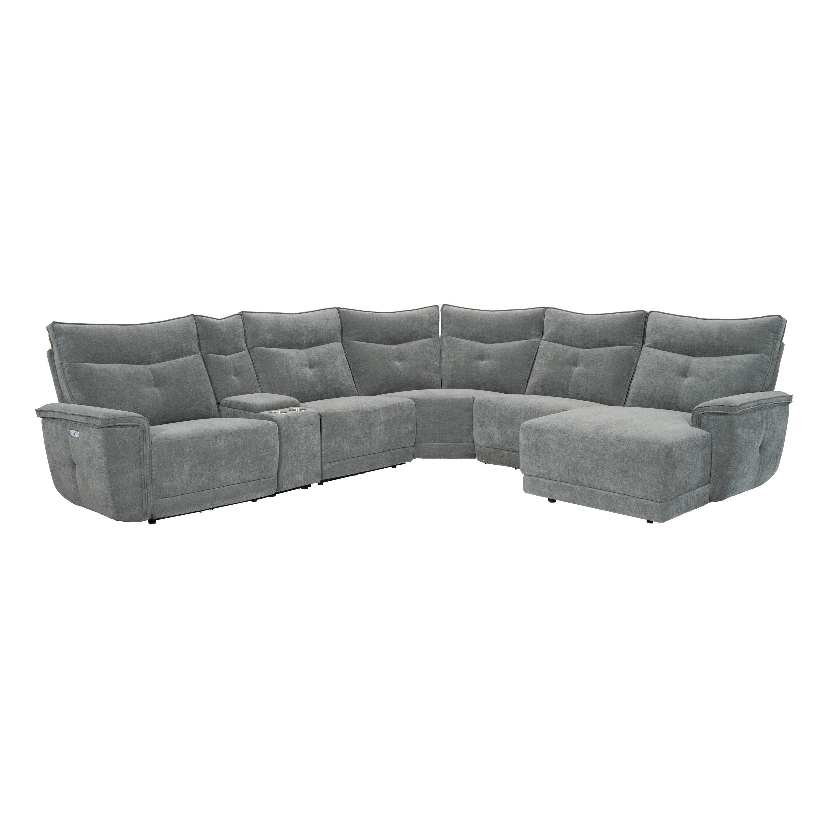 Tesoro Dark Gray Modular RAF Power Reclining Sectional - 9509DG*6LRPWH5R - Bien Home Furniture &amp; Electronics