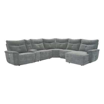 Tesoro Dark Gray Modular RAF Power Reclining Sectional - 9509DG*6LRPWH5R - Bien Home Furniture &amp; Electronics