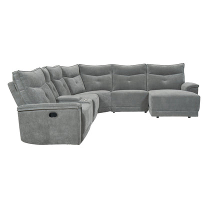Tesoro Dark Gray Modular RAF Reclining Sectional - 9509DG*6LR5R - Bien Home Furniture &amp; Electronics