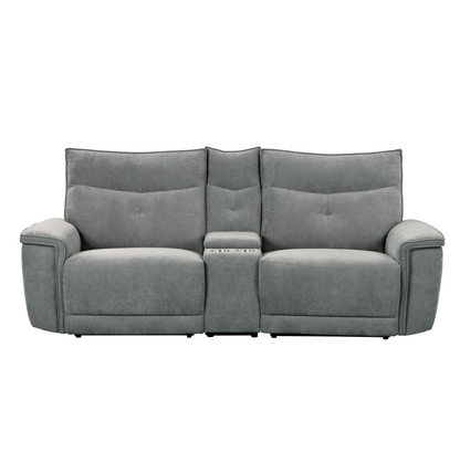 Tesoro Dark Gray Power Double Reclining Loveseat - 9509DG-2CNPWH* - Bien Home Furniture &amp; Electronics