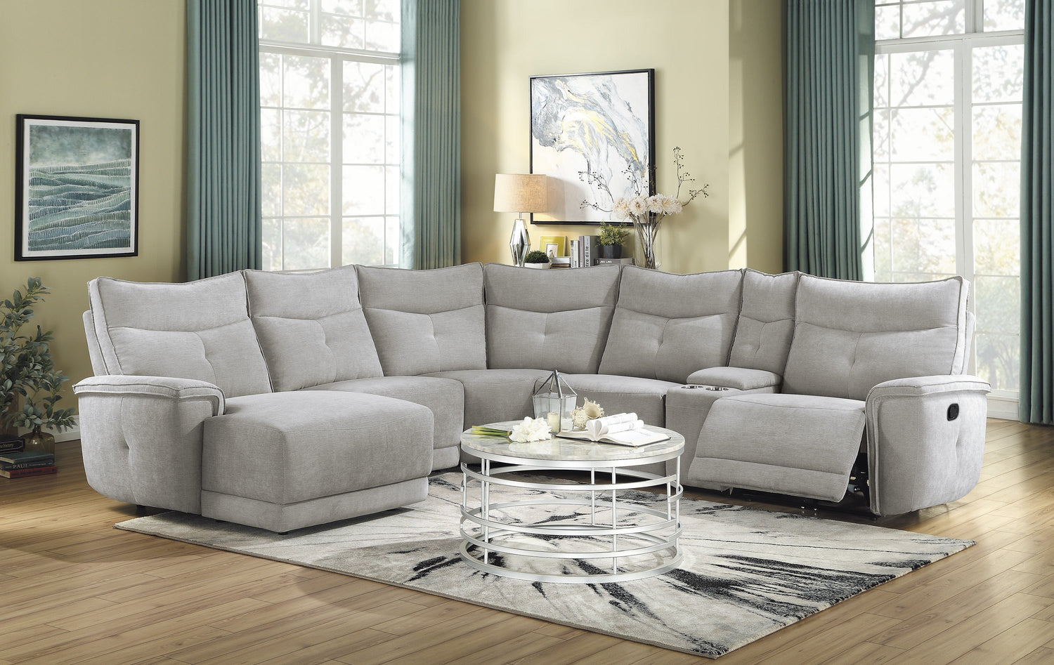 Tesoro Mist Gray LAF Modular Reclining Sectional - 9509MGY*65LRR - Bien Home Furniture &amp; Electronics