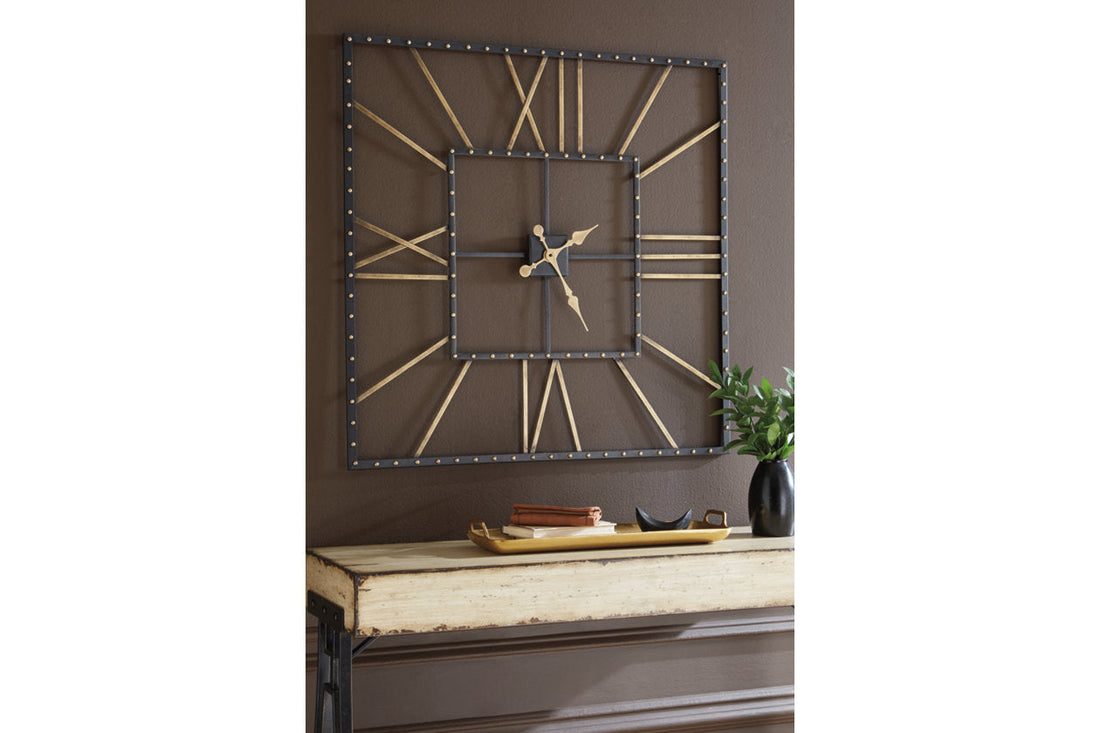 Thames Black/Gold Finish Wall Clock - A8010112 - Bien Home Furniture &amp; Electronics