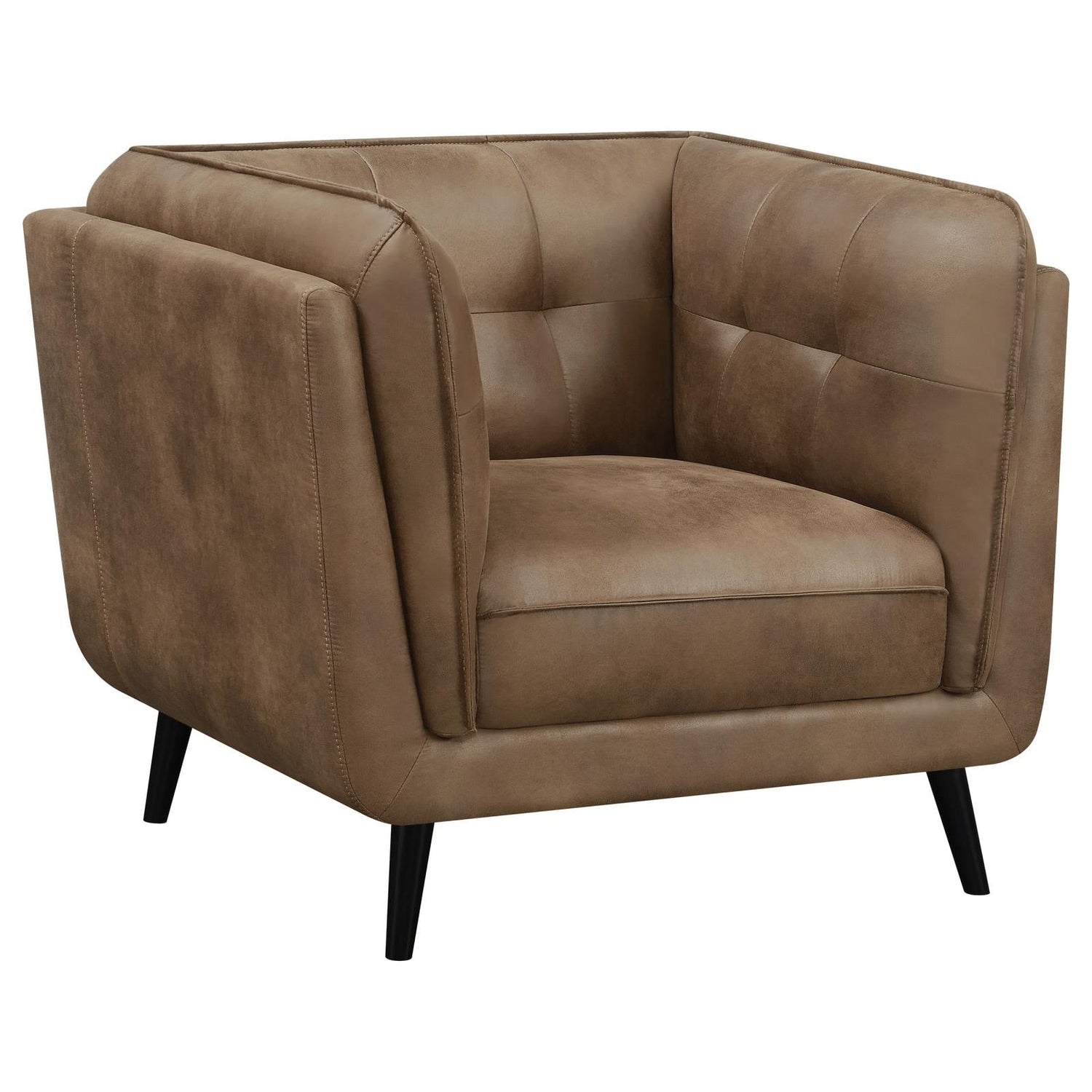 Thatcher Upholstered Button Tufted Chair Brown - 509423 - Bien Home Furniture &amp; Electronics