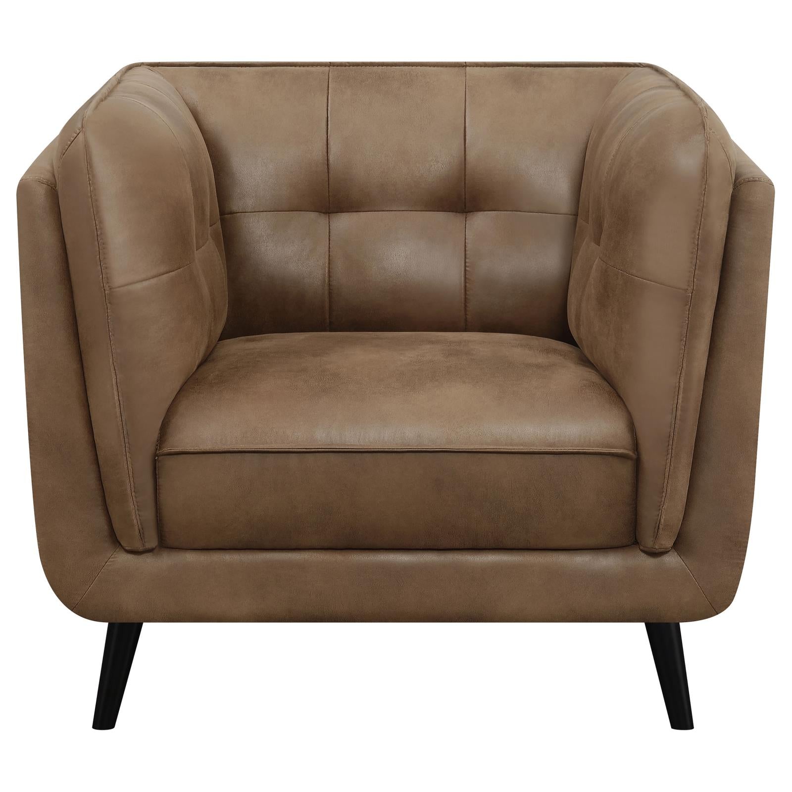 Thatcher Upholstered Button Tufted Chair Brown - 509423 - Bien Home Furniture &amp; Electronics