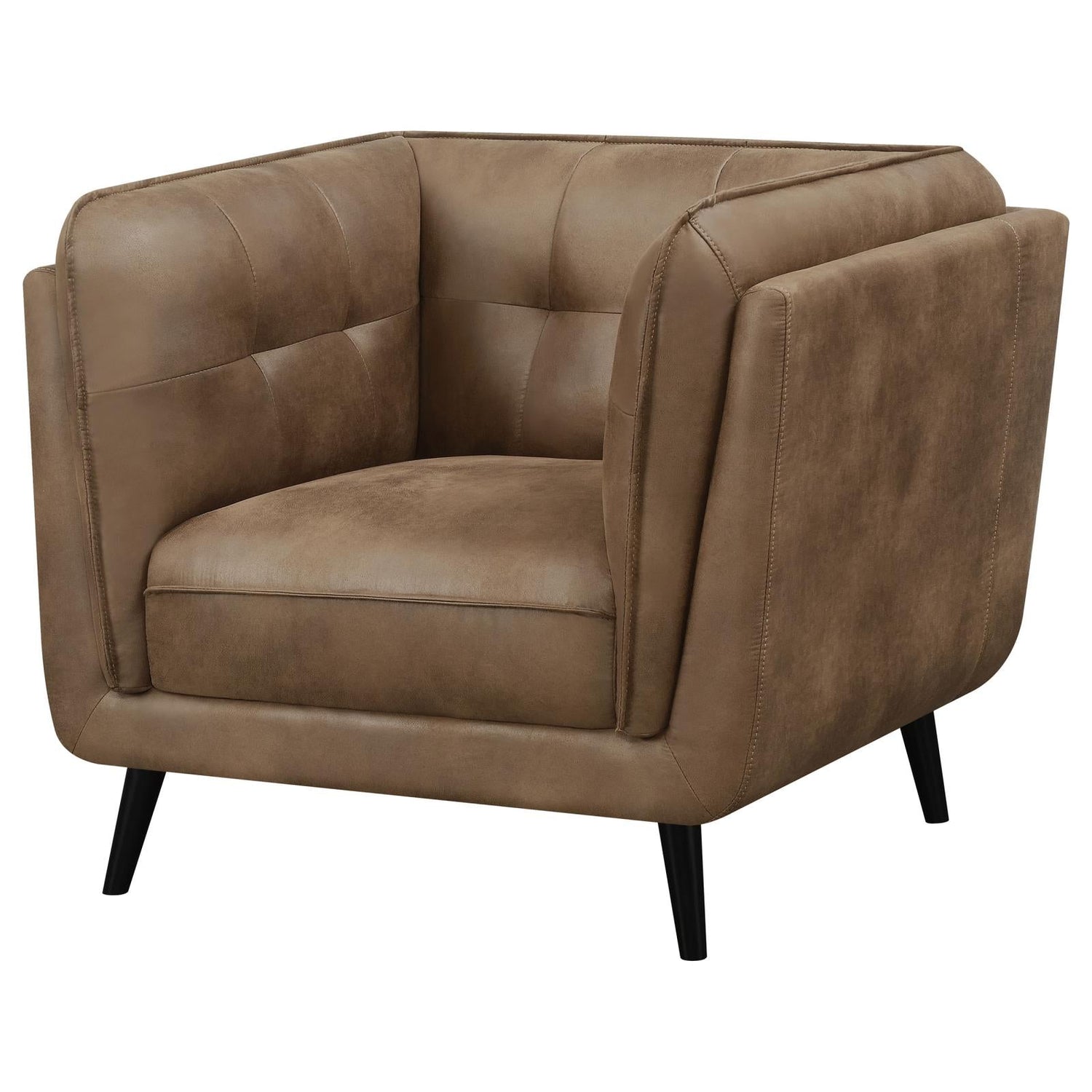 Thatcher Upholstered Button Tufted Chair Brown - 509423 - Bien Home Furniture &amp; Electronics