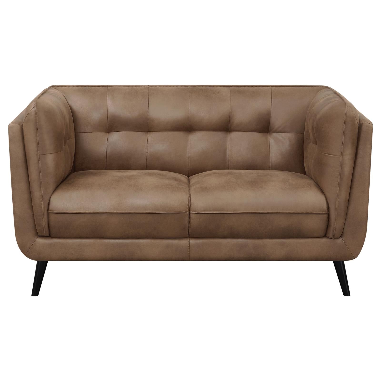 Thatcher Upholstered Button Tufted Loveseat Brown - 509422 - Bien Home Furniture &amp; Electronics