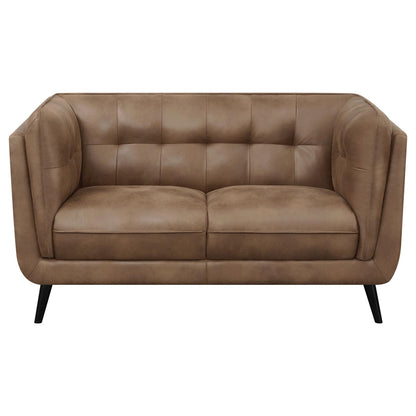 Thatcher Upholstered Button Tufted Loveseat Brown - 509422 - Bien Home Furniture &amp; Electronics