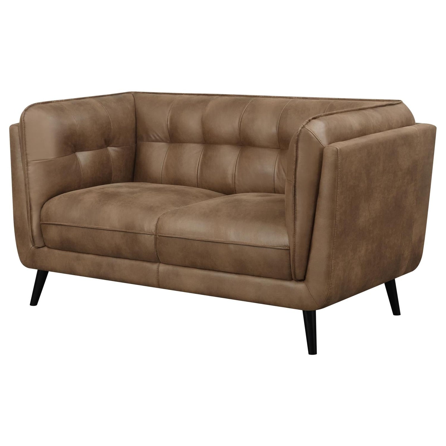 Thatcher Upholstered Button Tufted Loveseat Brown - 509422 - Bien Home Furniture &amp; Electronics