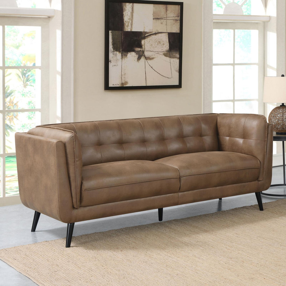 Thatcher Upholstered Button Tufted Sofa Brown - 509421 - Bien Home Furniture &amp; Electronics