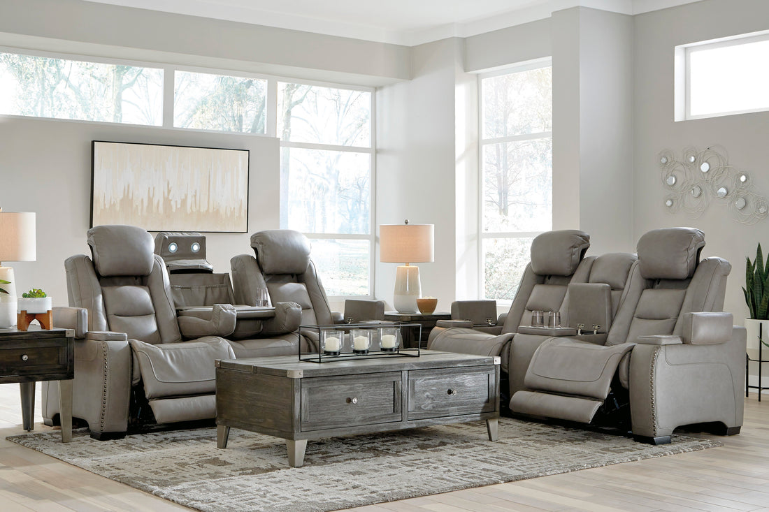 The Man-Den Gray Power Reclining Living Room Set - SET | U8530515 | U8530518 | U8530513 - Bien Home Furniture & Electronics