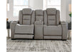 The Man-Den Gray Power Reclining Loveseat with Console - U8530518 - Bien Home Furniture & Electronics