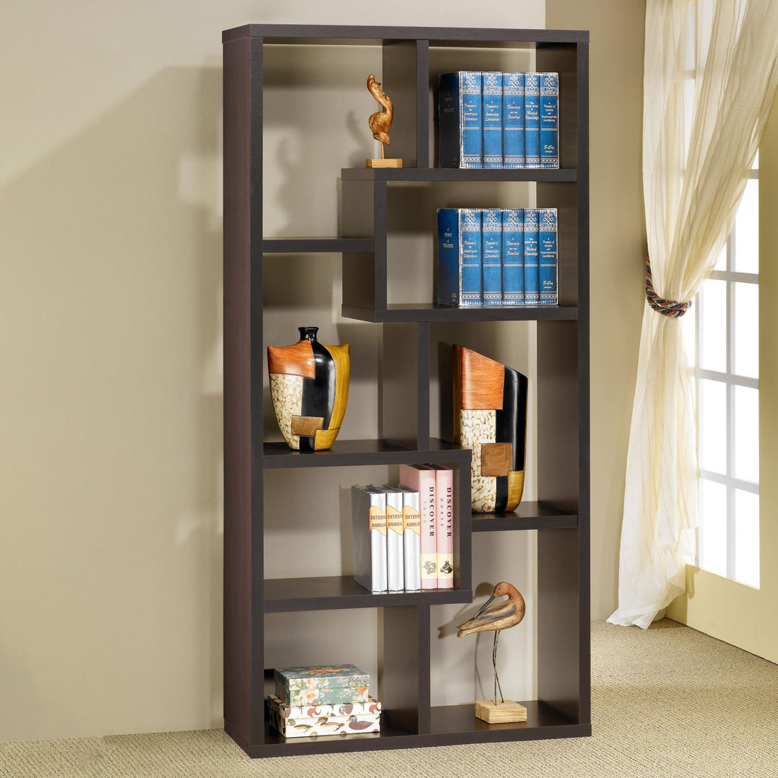 Theo Cappuccino 10-Shelf Bookcase - 800264 - Bien Home Furniture &amp; Electronics