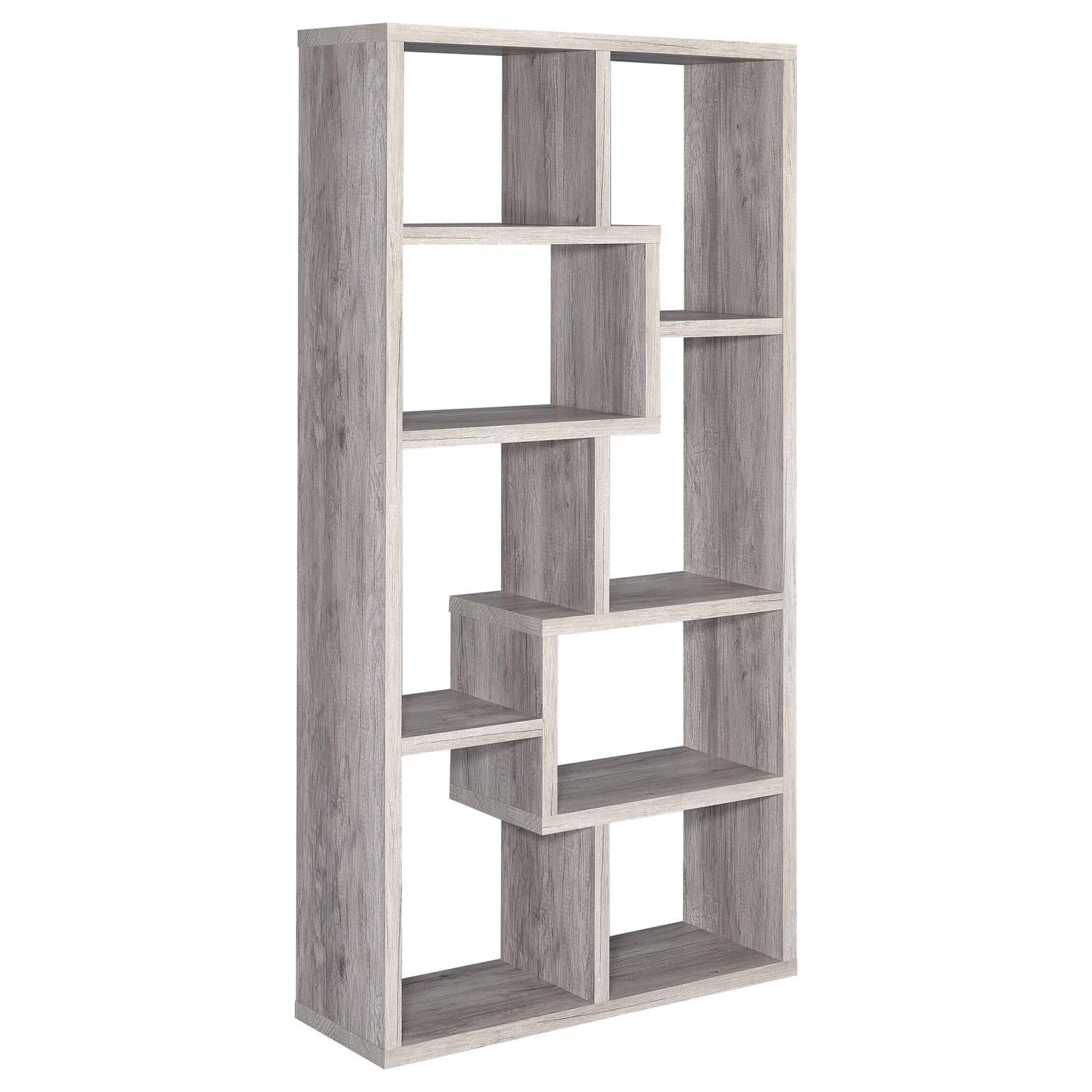 Theo Gray Driftwood 10-Shelf Bookcase - 801137 - Bien Home Furniture &amp; Electronics