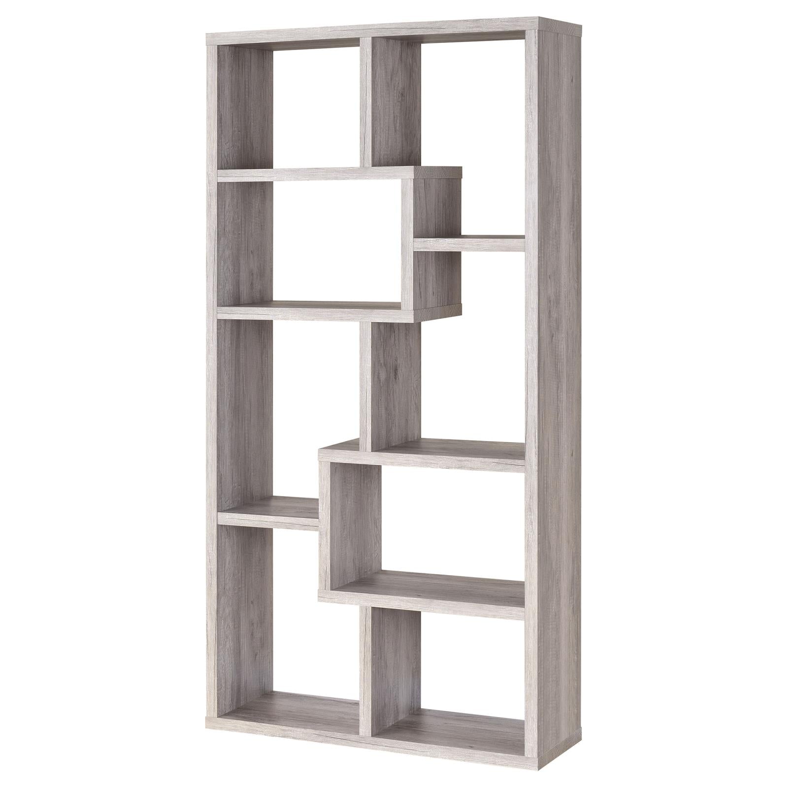 Theo Gray Driftwood 10-Shelf Bookcase - 801137 - Bien Home Furniture &amp; Electronics