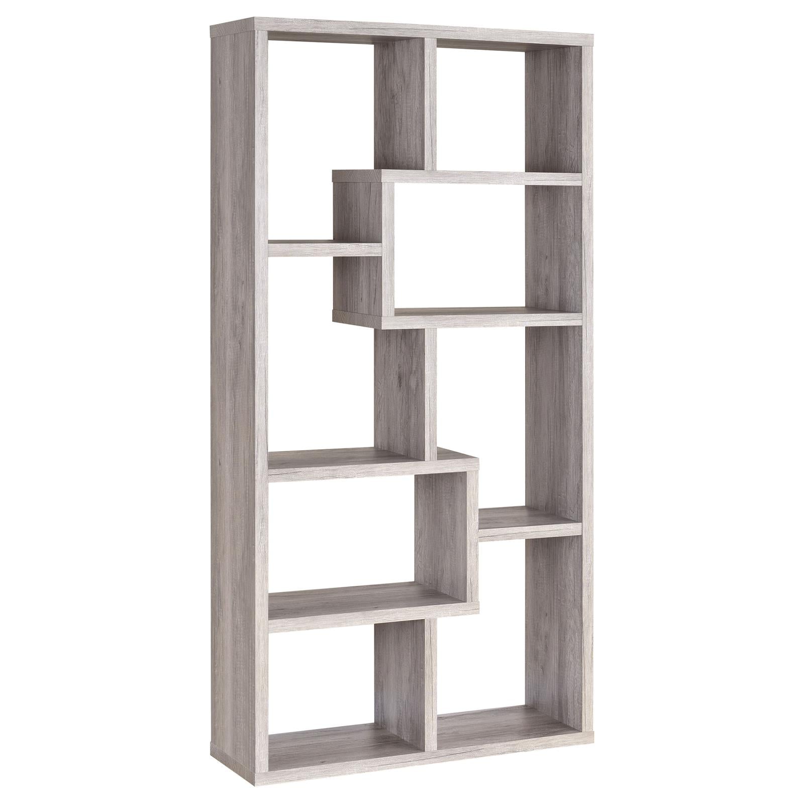 Theo Gray Driftwood 10-Shelf Bookcase - 801137 - Bien Home Furniture &amp; Electronics