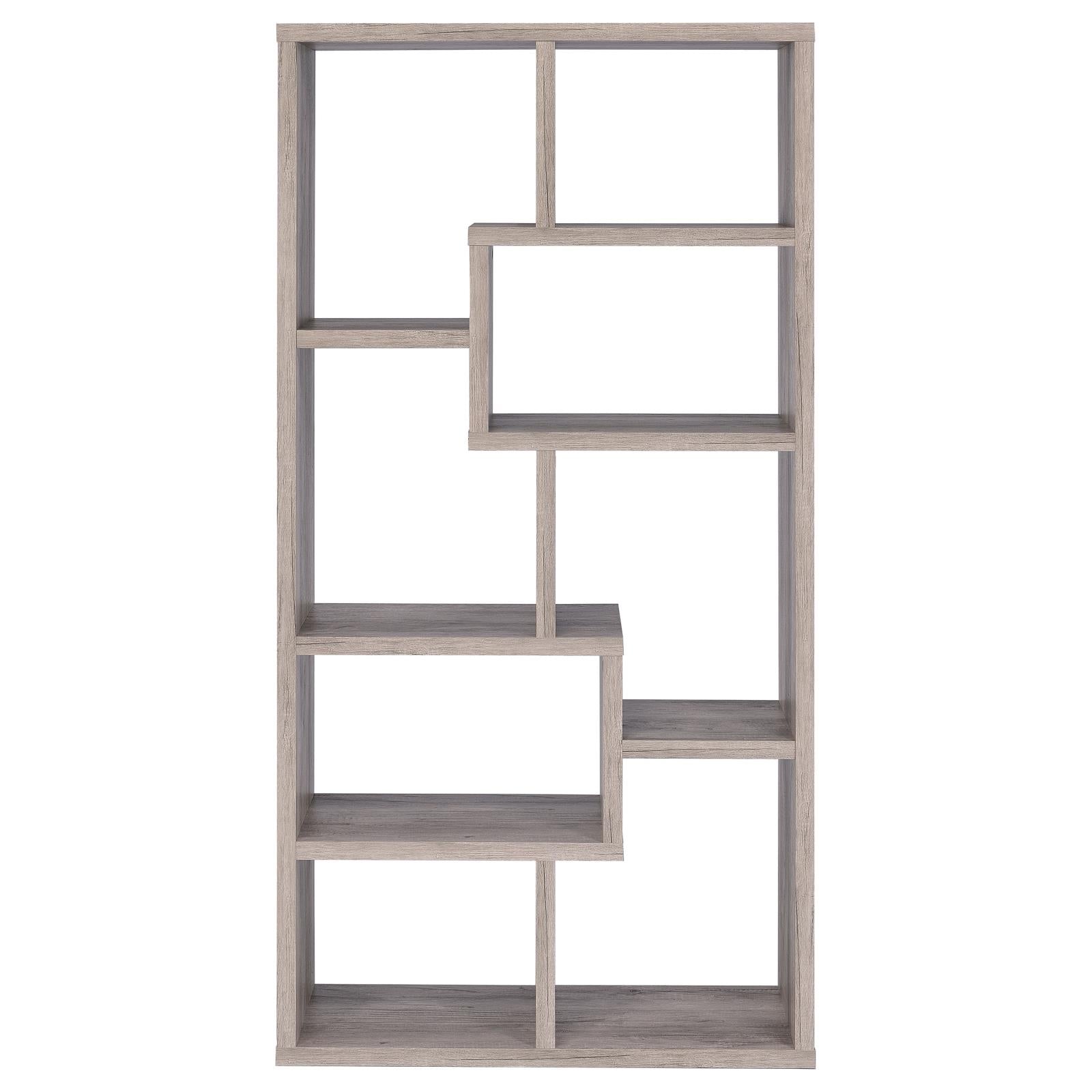 Theo Gray Driftwood 10-Shelf Bookcase - 801137 - Bien Home Furniture &amp; Electronics