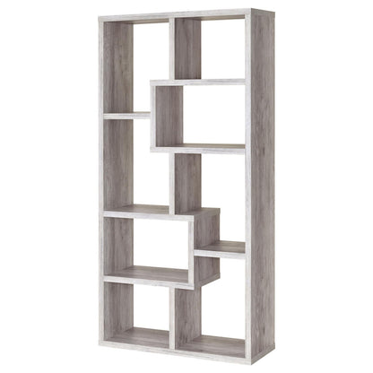 Theo Gray Driftwood 10-Shelf Bookcase - 801137 - Bien Home Furniture &amp; Electronics