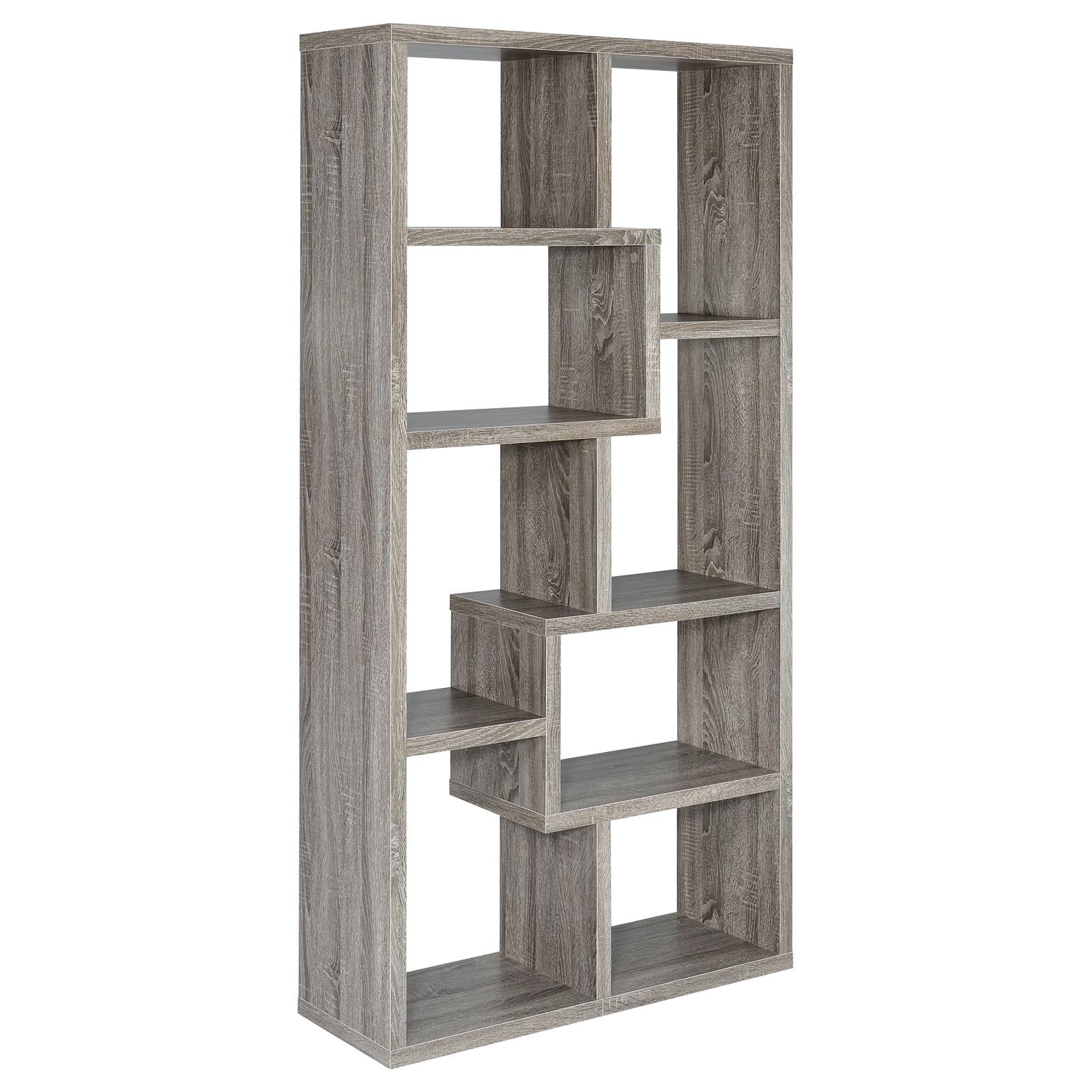 Theo Weathered Gray 10-Shelf Bookcase - 800510 - Bien Home Furniture &amp; Electronics