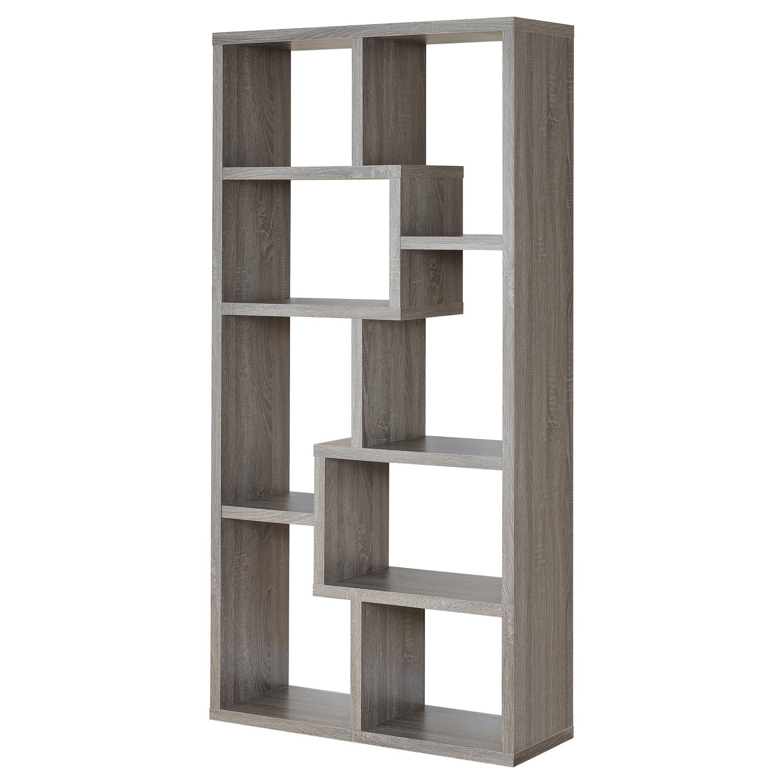 Theo Weathered Gray 10-Shelf Bookcase - 800510 - Bien Home Furniture &amp; Electronics