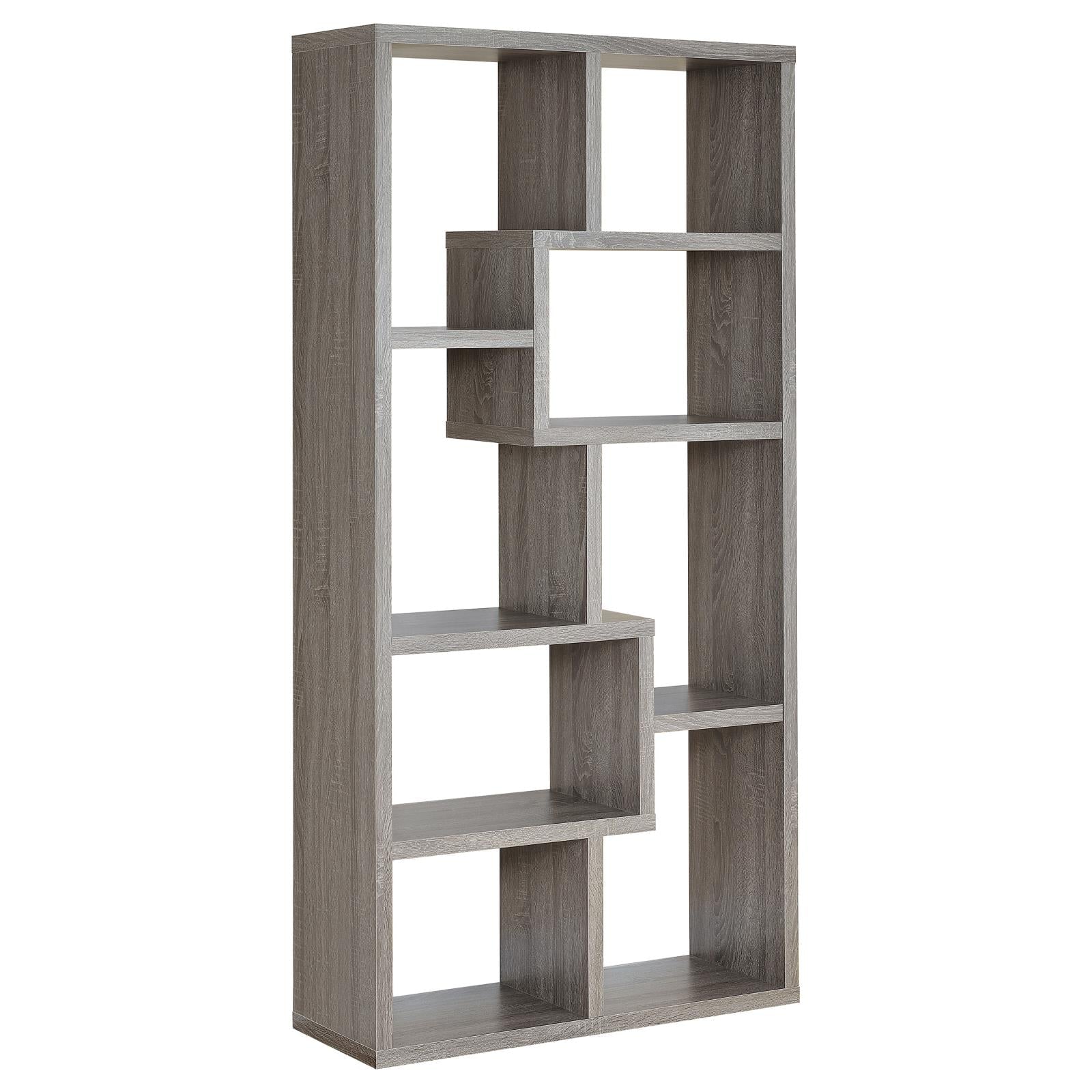 Theo Weathered Gray 10-Shelf Bookcase - 800510 - Bien Home Furniture &amp; Electronics