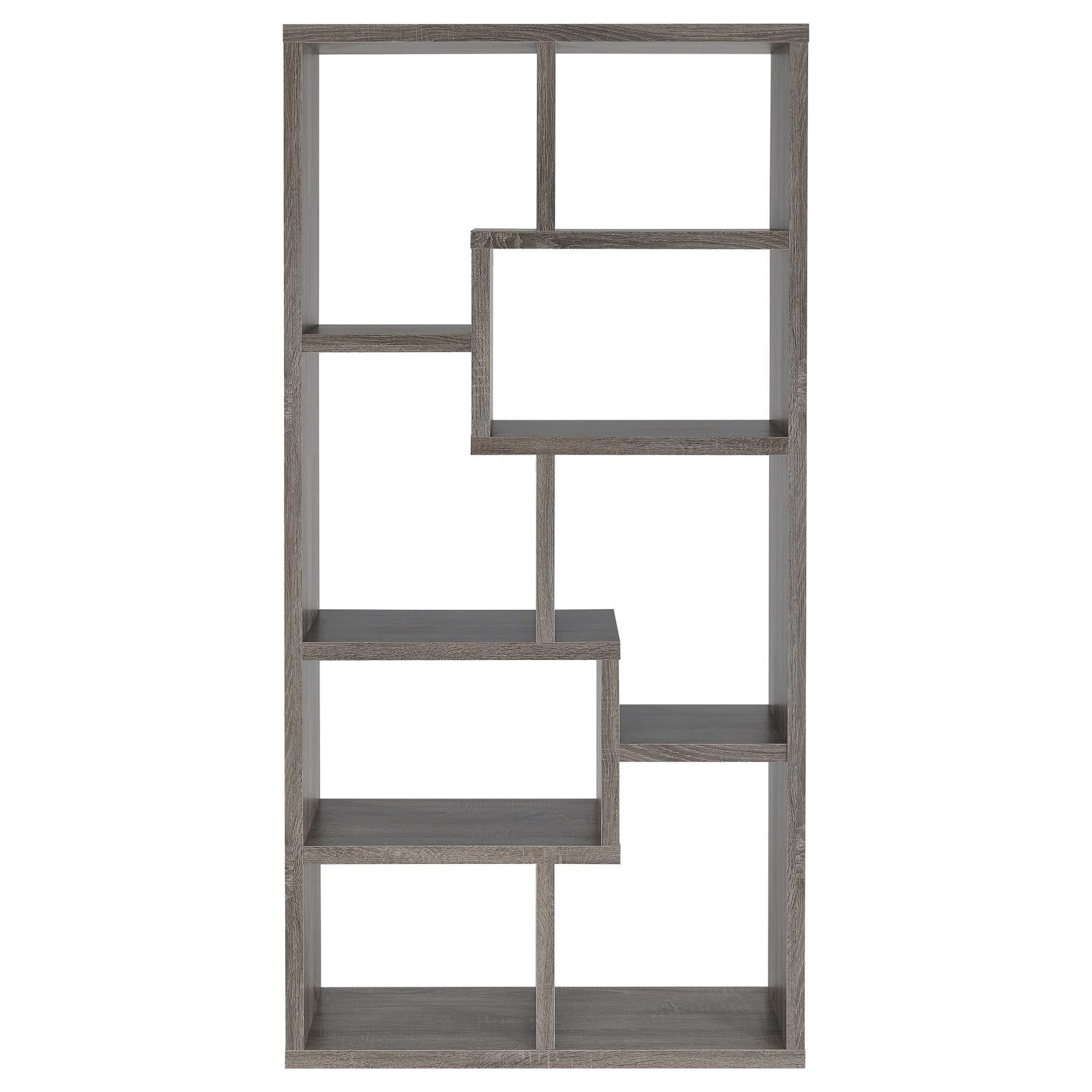 Theo Weathered Gray 10-Shelf Bookcase - 800510 - Bien Home Furniture &amp; Electronics