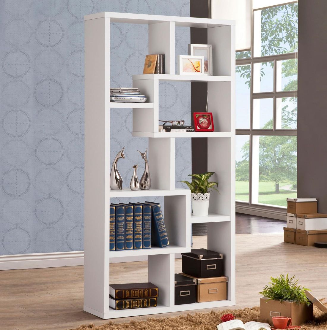 Theo White 10-Shelf Bookcase - 800136 - Bien Home Furniture &amp; Electronics
