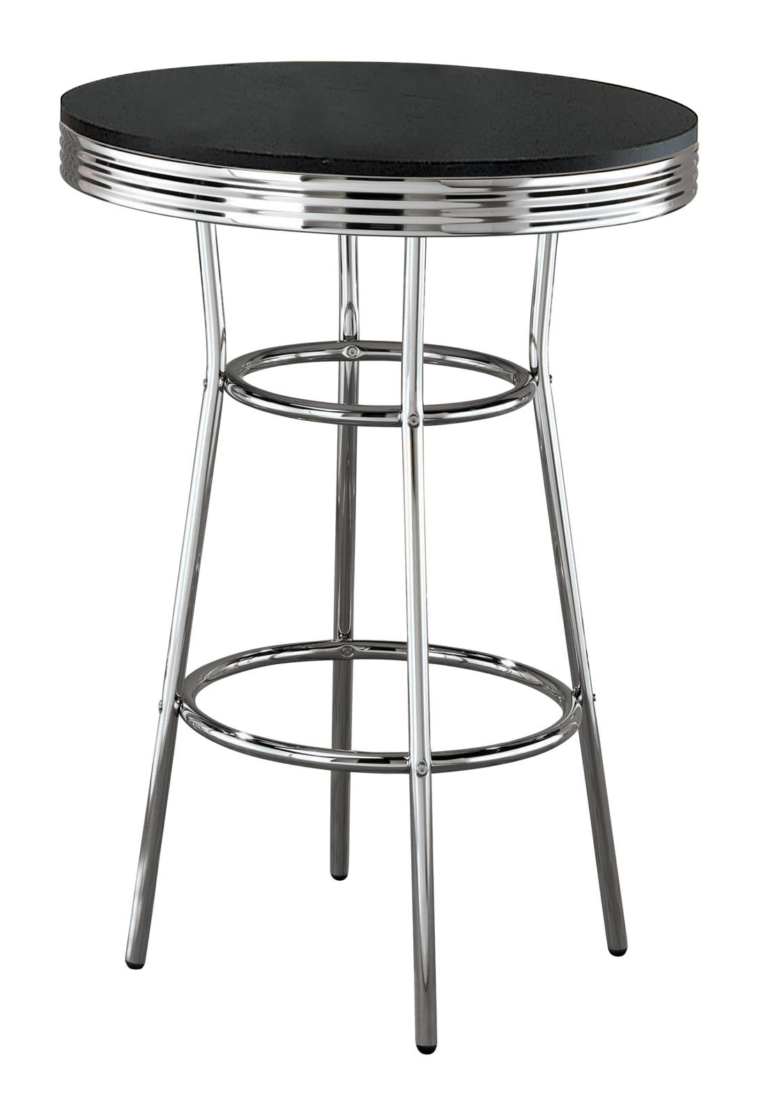 Theodore Black/Chrome Round Bar Table - 2405 - Bien Home Furniture &amp; Electronics