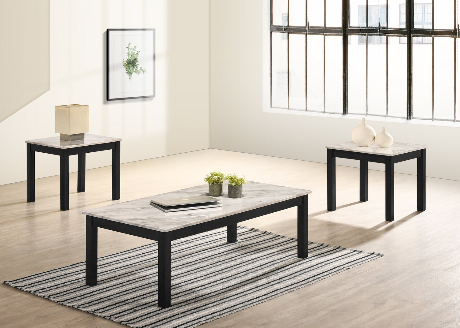 Thurner Marble White 3-Piece Coffee Table Set - 4167SET-WH - Bien Home Furniture &amp; Electronics
