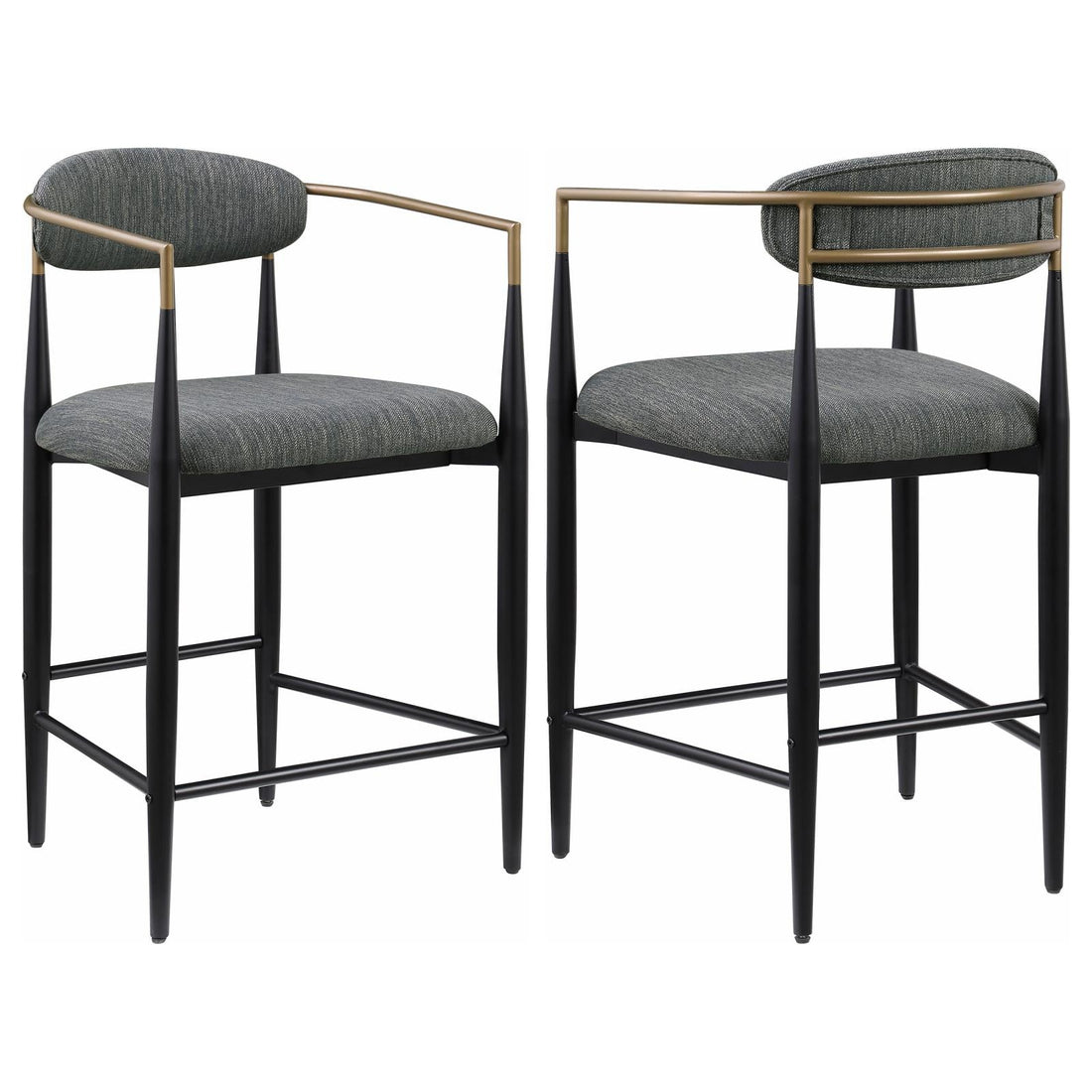 Tina Metal Counter Height Bar Stool with Upholstered Back and Seat Dark Grey (Set of 2) - 121186 - Bien Home Furniture &amp; Electronics