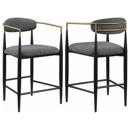 Tina Metal Counter Height Bar Stool with Upholstered Back and Seat Dark Grey (Set of 2) - 121186 - Bien Home Furniture &amp; Electronics