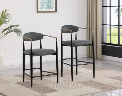 Tina Metal Counter Height Bar Stool with Upholstered Back and Seat Dark Grey (Set of 2) - 121186 - Bien Home Furniture &amp; Electronics