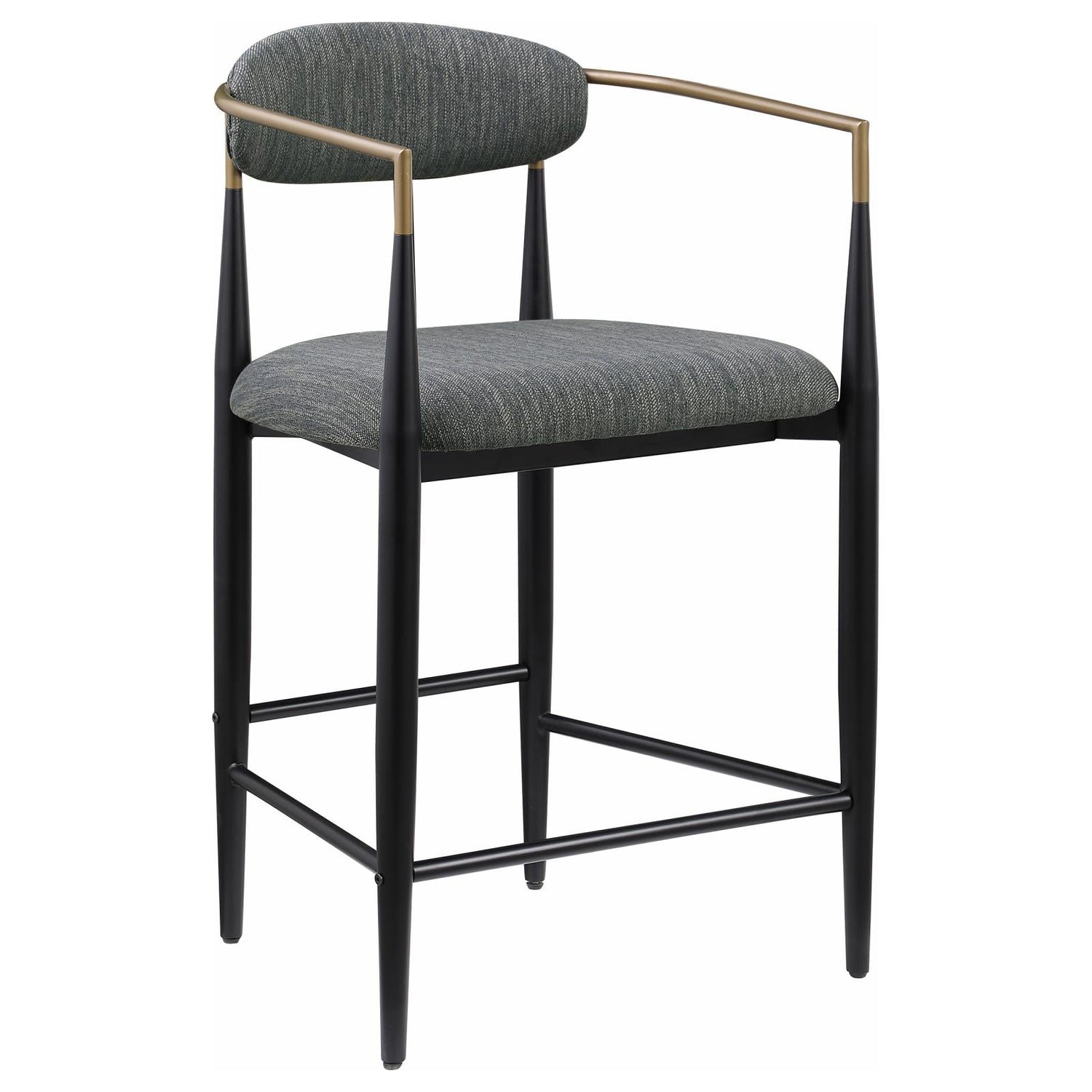 Tina Metal Counter Height Bar Stool with Upholstered Back and Seat Dark Grey (Set of 2) - 121186 - Bien Home Furniture &amp; Electronics