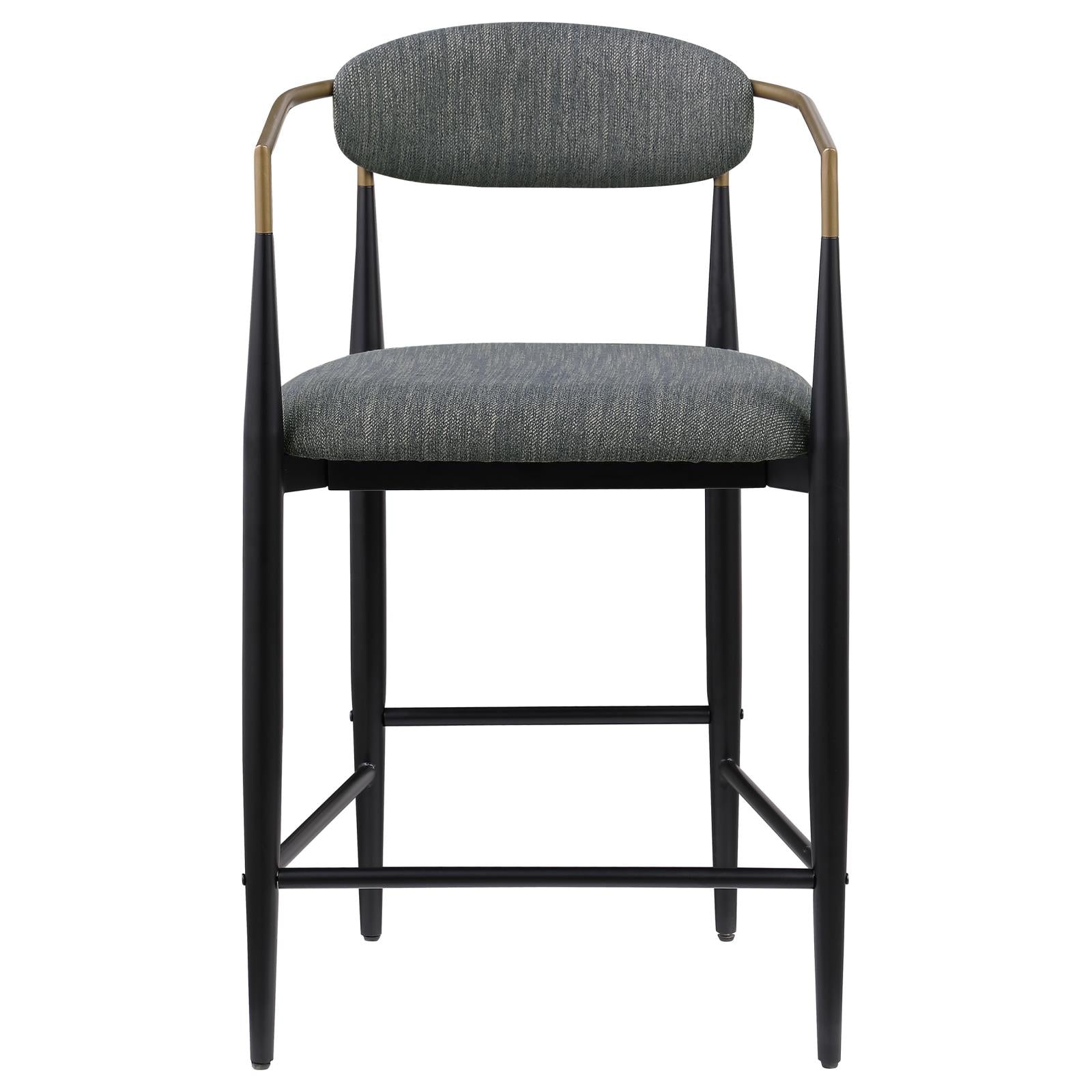 Tina Metal Counter Height Bar Stool with Upholstered Back and Seat Dark Grey (Set of 2) - 121186 - Bien Home Furniture &amp; Electronics