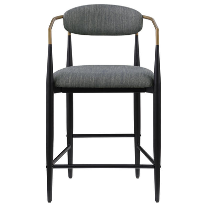 Tina Metal Counter Height Bar Stool with Upholstered Back and Seat Dark Grey (Set of 2) - 121186 - Bien Home Furniture &amp; Electronics