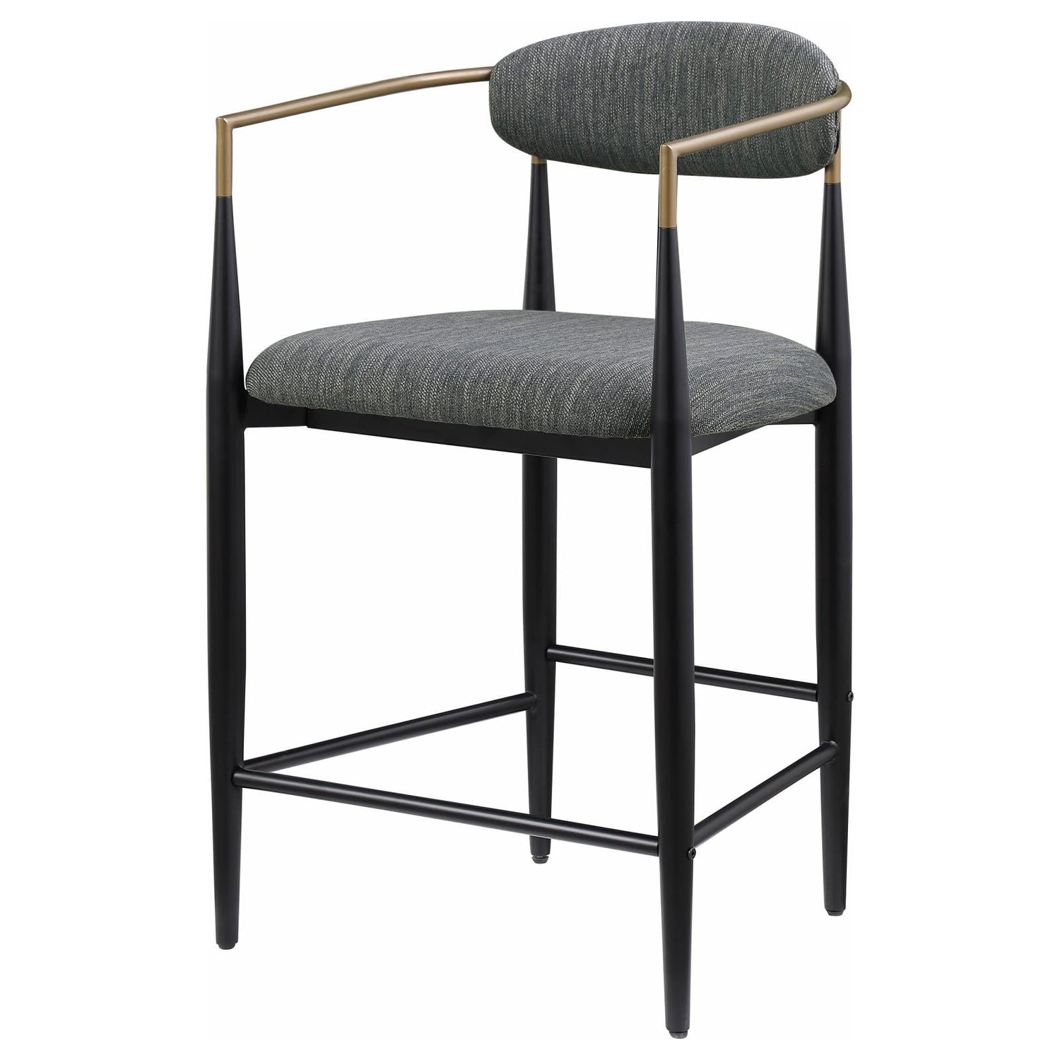 Tina Metal Counter Height Bar Stool with Upholstered Back and Seat Dark Grey (Set of 2) - 121186 - Bien Home Furniture &amp; Electronics
