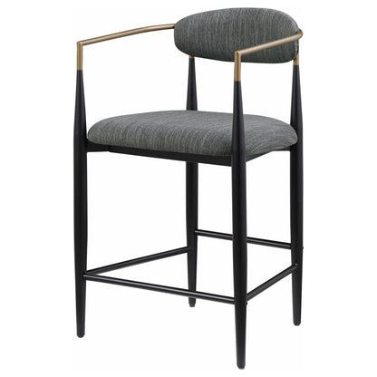 Tina Metal Counter Height Bar Stool with Upholstered Back and Seat Dark Grey (Set of 2) - 121186 - Bien Home Furniture &amp; Electronics