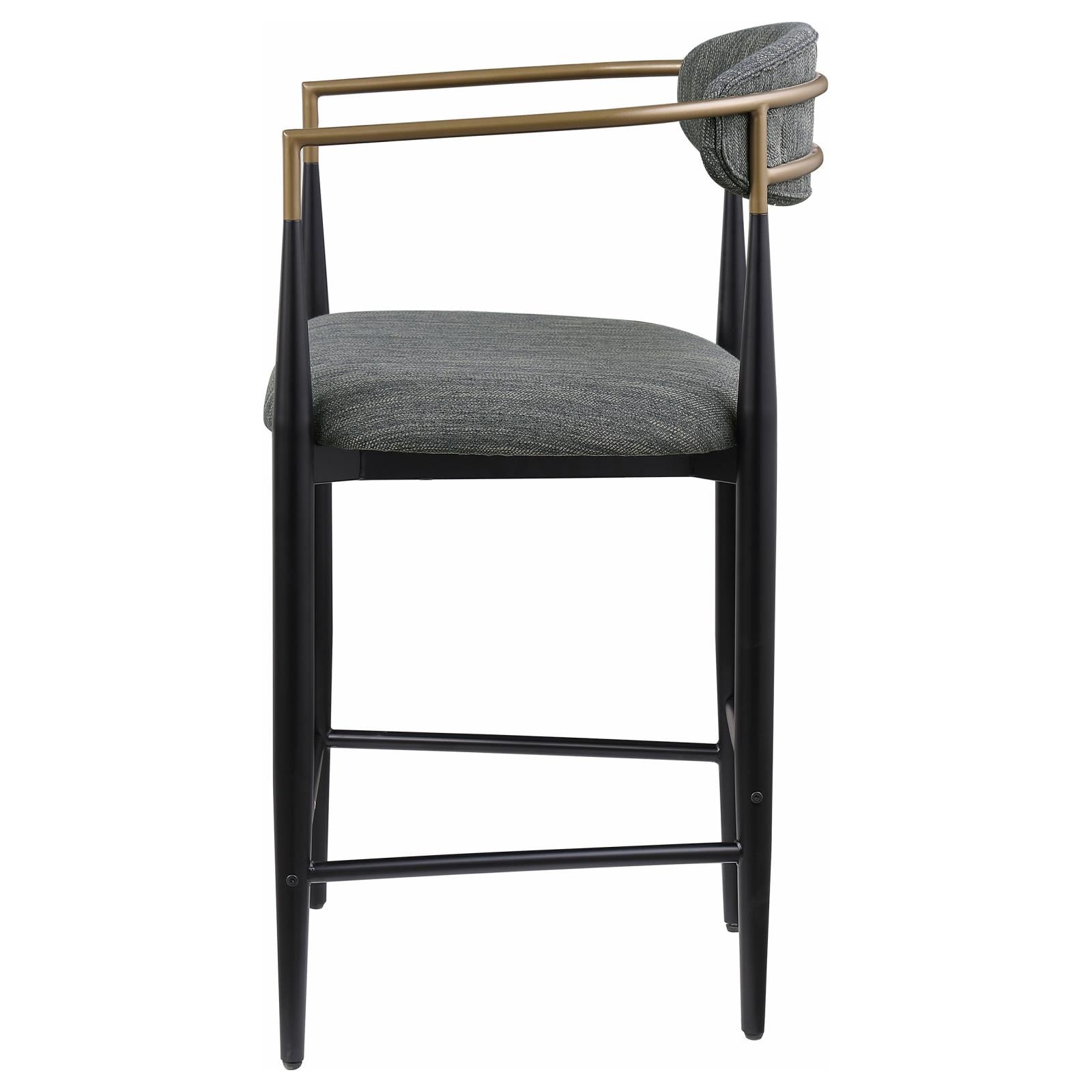 Tina Metal Counter Height Bar Stool with Upholstered Back and Seat Dark Grey (Set of 2) - 121186 - Bien Home Furniture &amp; Electronics
